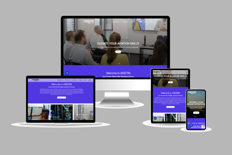 Overview over our Homepage in all different Formats (Screen, Laptop, Tablet, Phone.)